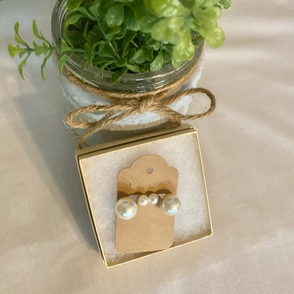 Best Seller! Minimalist Double Sided Pearl Earrings, Gift Post Bead Earrings - Picture 7 of 9